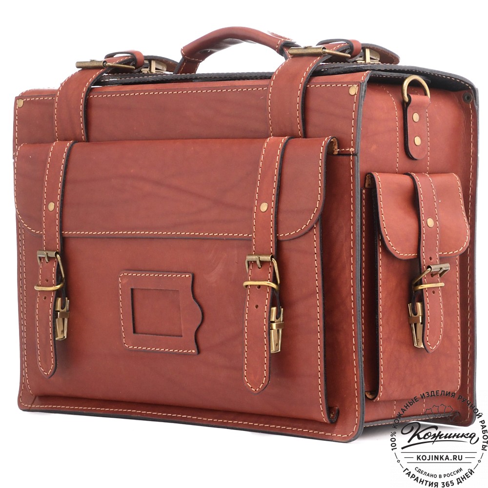 Кожаный портфель-кофр  "Универсал"  (коньяк)